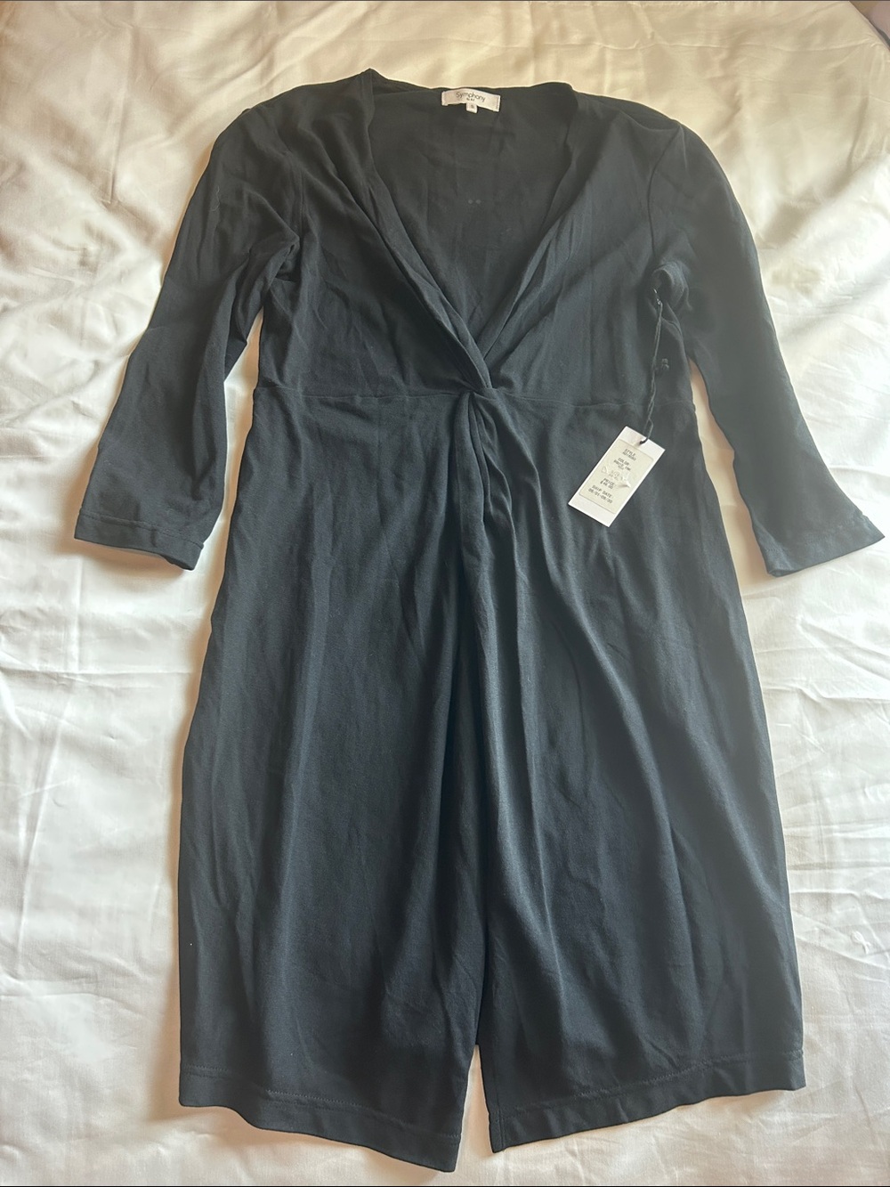 Symphony Black Midi Dress with Twist-Front Detail